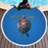 Aperturee - Aperturee Deep Sea Turtle Simple Pattern Round Beach Towel